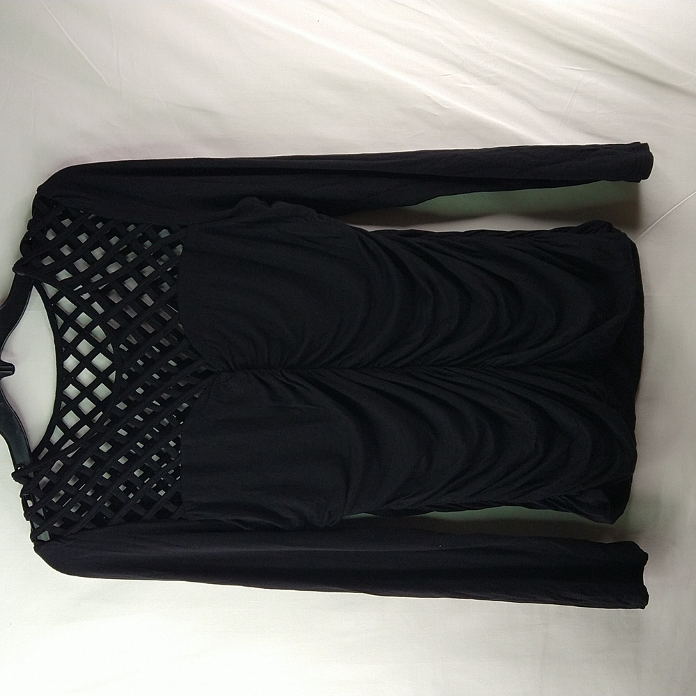 Women Black Cut Out Dressy Top Size: L